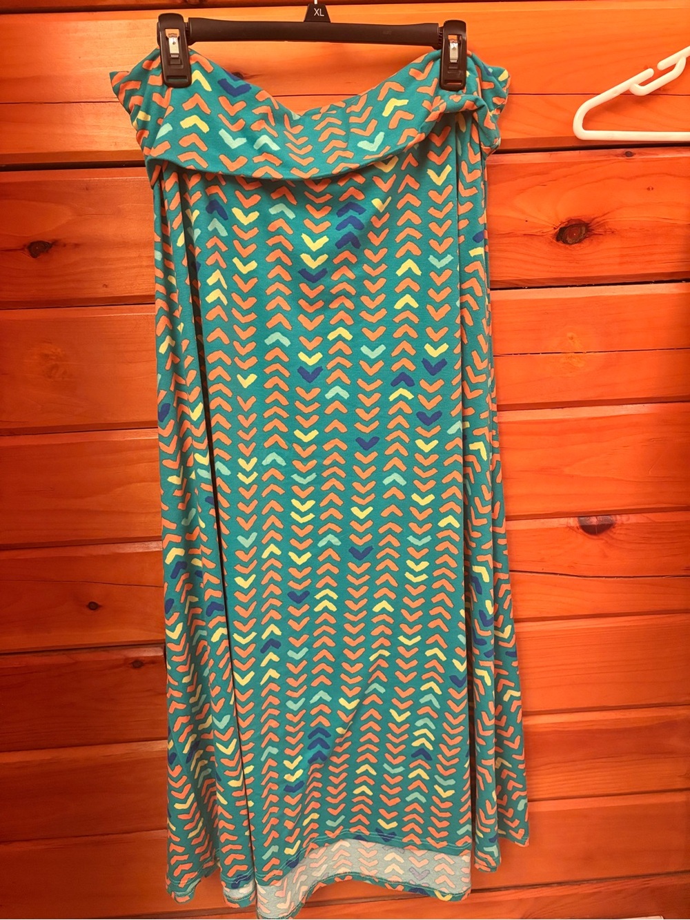 Lularoe Teal Chevron Print Maxi Skirt